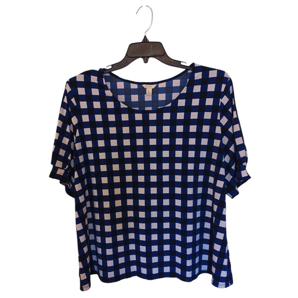 Cato Blue Black White Checkered Women's Top Size XL - Picture 3 of 13